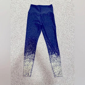 Beyond Yoga Leggings. Size L.  Navy and Metallic Gold.